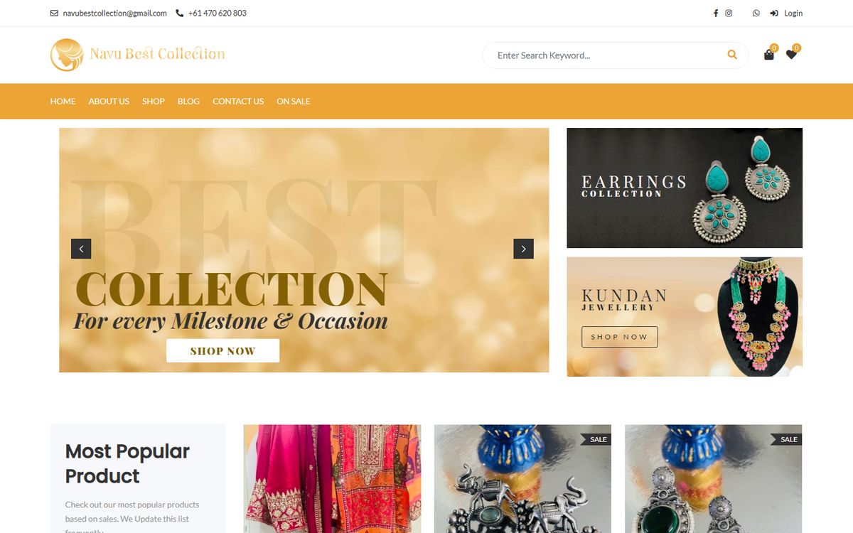 The Navu Best Collection online store: jewellery and Punjabi fashion collections.